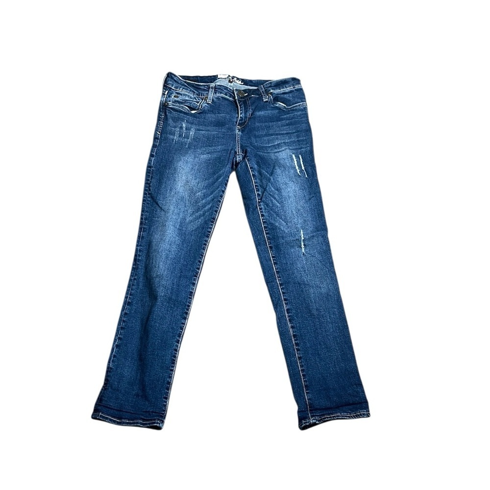 Kut from the cloth mid rise straight distressed denim jeans size 6